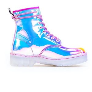 Festy Besty Super-Air Iridescent Combat Boots Size 8